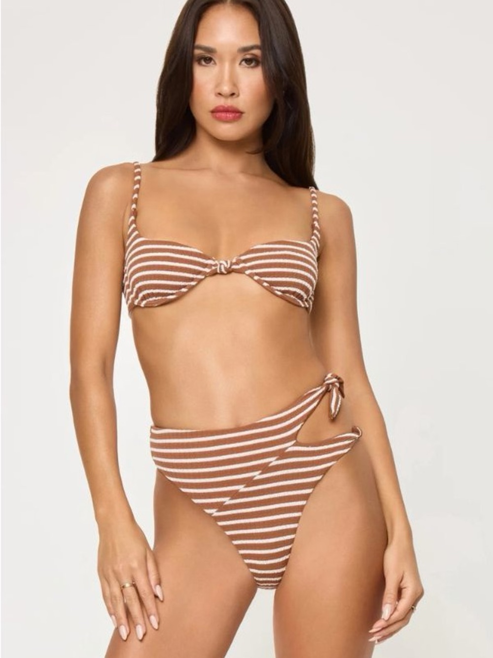 LSPACE Striped Tie-Accent Bikini TOP - Picture 1 of 1